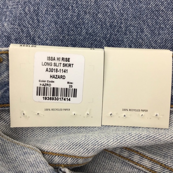 Agolde NWT Issa High Rise Long Slit Patchwork Denim Skirt, 23 - Picture 11 of 15